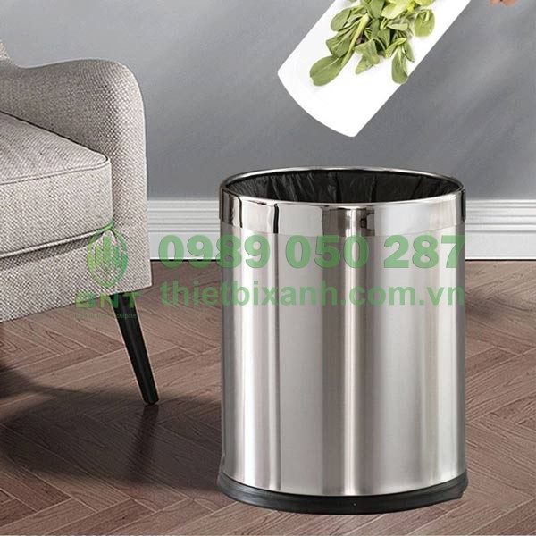 Sọt rác inox 2 lớp không nắp nhiều dung tích