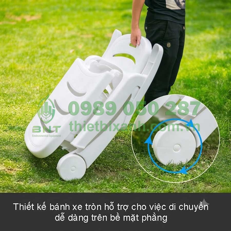 Thiết kế sản phẩm có bánh xe giúp người sử dụng di chuyển linh hoạt nhiều vị trí
