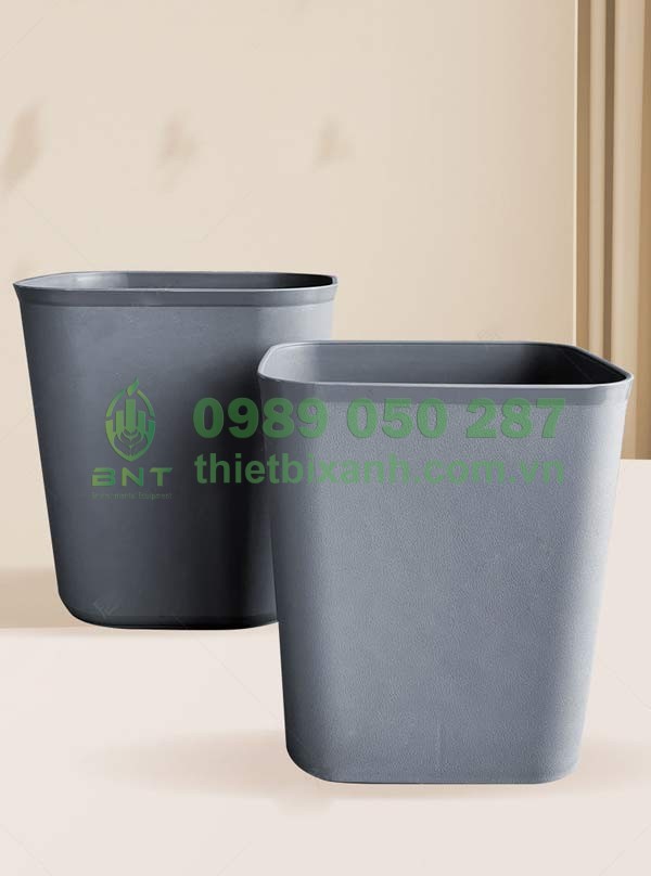 Sọt rác nhựa chống cháy màu ghi không nắp đậy tiện lợi