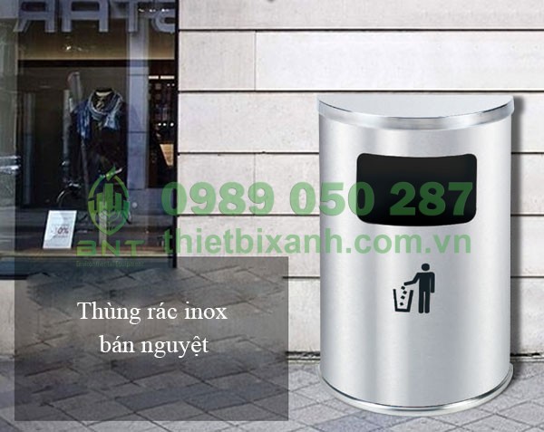 Thùng rác inox bán nguyệt