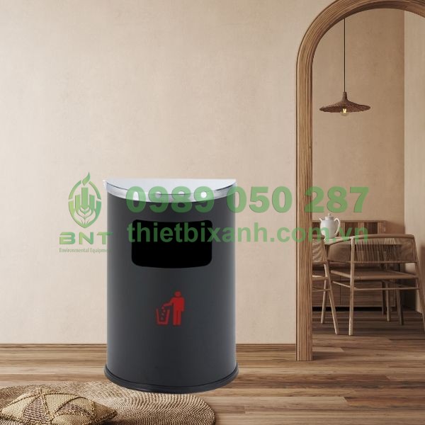thùng rác bán nguyệt sơn tĩnh điện đen