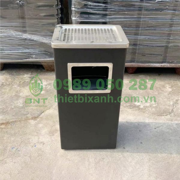 Hình ảnh thức tế thùng rác hình chữ nhật thép sơn tĩnh điện