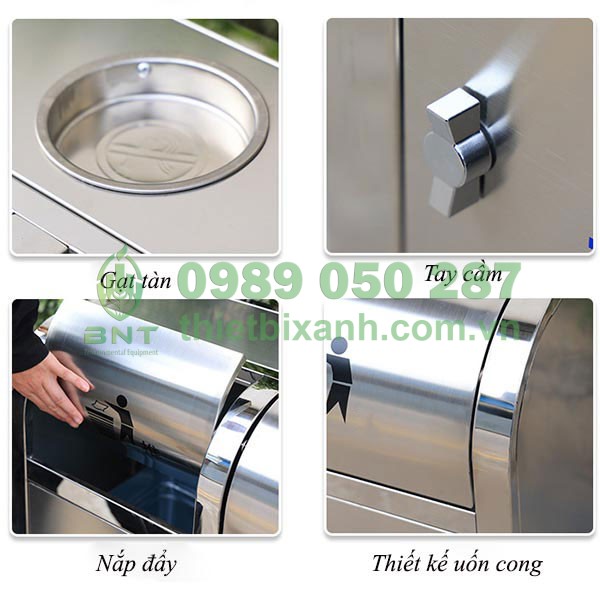 Hình ảnh mô tả đặc điểm thùng rác phân loại 4 ngăn