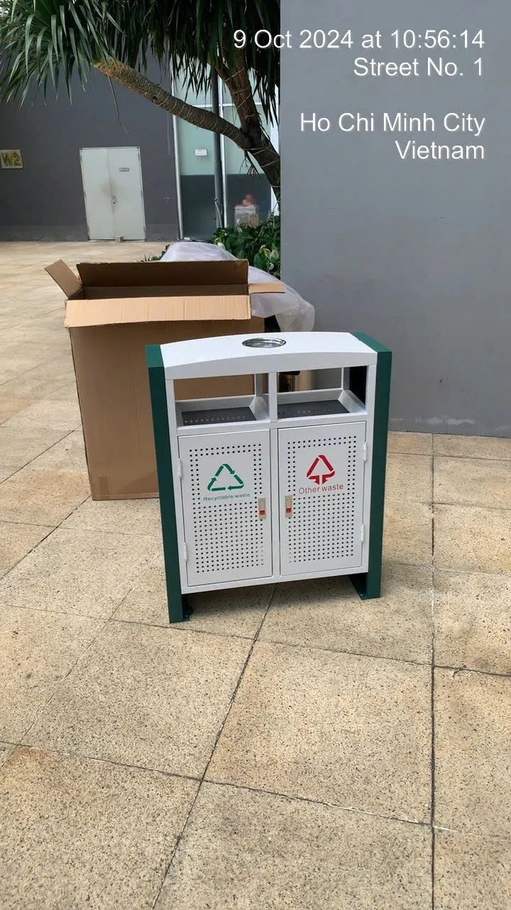 Thùng Rác Công Cộng 2 Ngăn Thép Sơn Tĩnh Điện – Chất Lượng Tốt, Giá Hợp Lý