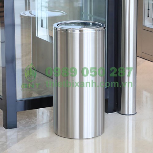 Thùng rác inox nắp lật tròn