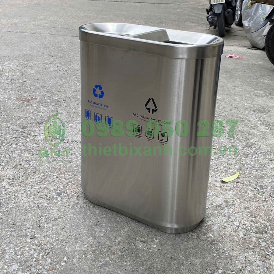 Thùng rác inox phân loại 2 ngăn Paloca