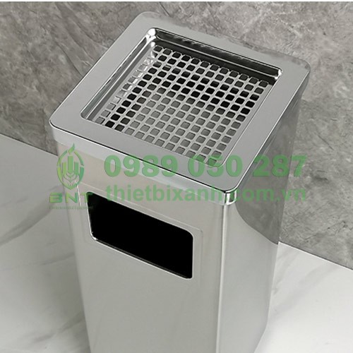 Thùng rác có khay gạt tàn tiện lợi phụ hợp sử dụng môi trường công cộng đông người