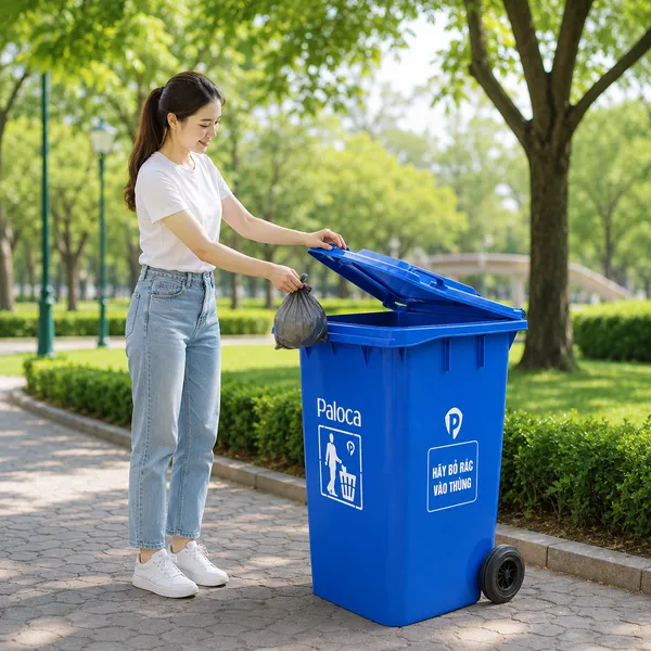 Thùng rác nhựa HDPE 360L đa dạng không gian sử dụng
