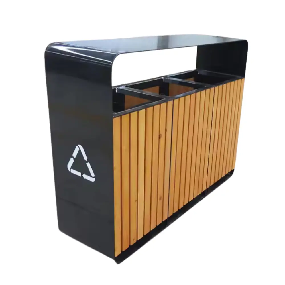 Thùng rác ngoài trời 3 ngăn phân loại, thiết kế hiện đại, giá tốt