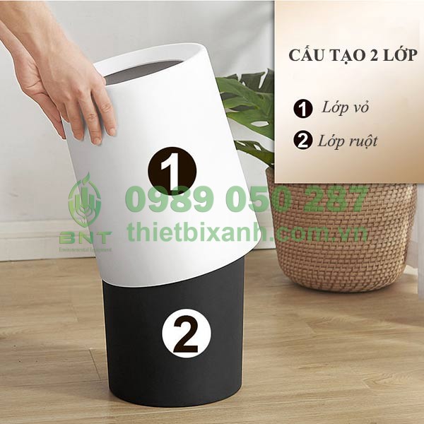 Thùng rác nhựa thiết kế 2 lớp