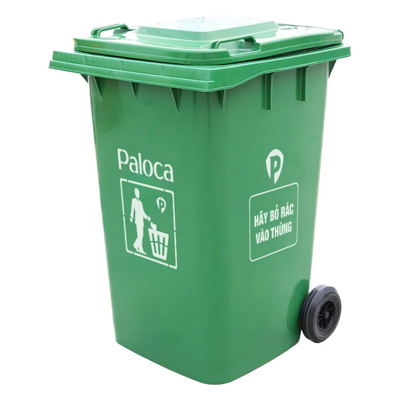 Thùng rác nhựa HDPE 360l Paloca màu xanh lá