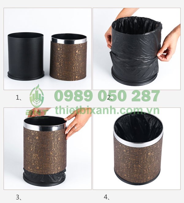 Hình ảnh hướng dẫn cách sử dụng thùng rác nhựa bọc giả da đúng nhất