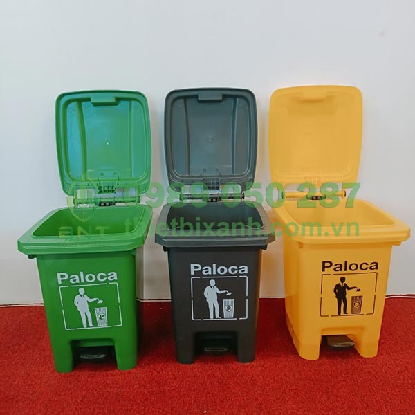 Thùng rác nhựa đạp chan Paloca đa dạng màu sắc để lựa chọn
