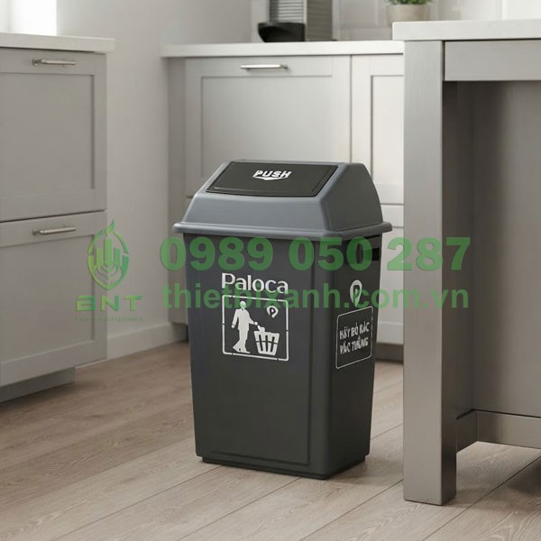 Thùng rác nhựa nắp đẩy Paloca