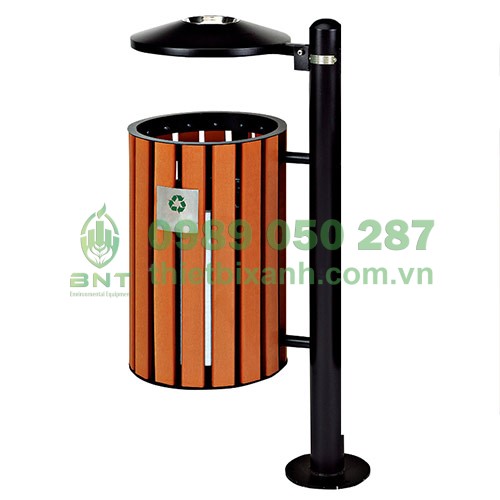 thùng rác treo đơn ngoài trời có gạt tàn