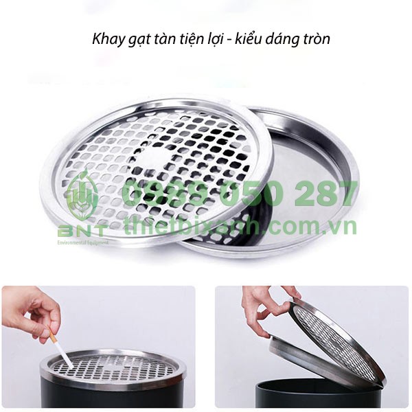 Hình ảnh chi tiết khay gạt tàn của thùng rác tròn