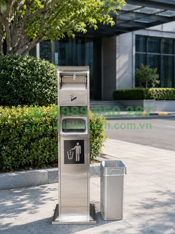 Trụ gạt tàn thuốc công cộng bằng inox