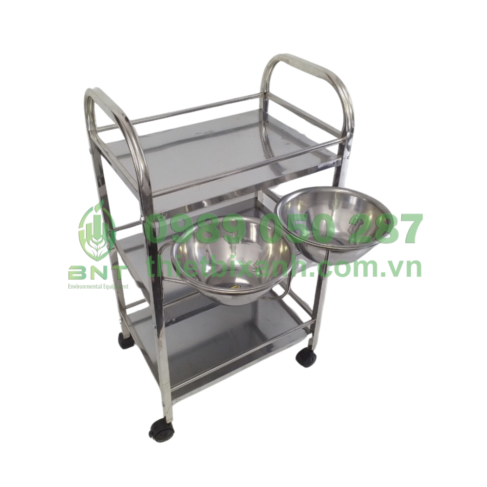 Xe Đẩy Inox 3 Tầng Chính Hãng